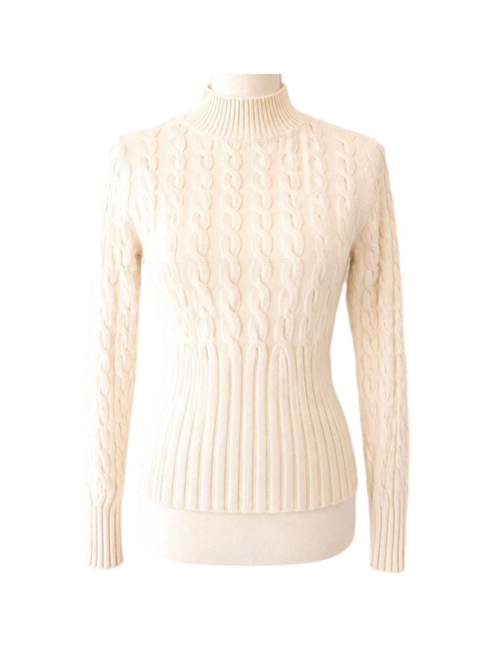 Jason Wu Cable Knit Mock Neck Sweater Cream Ivory Long Sleeve Sz M Capsule